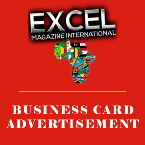 EXCEL MAGAZINE INTERNATIONAL BUSINESS CARD ADVERTISEMENT